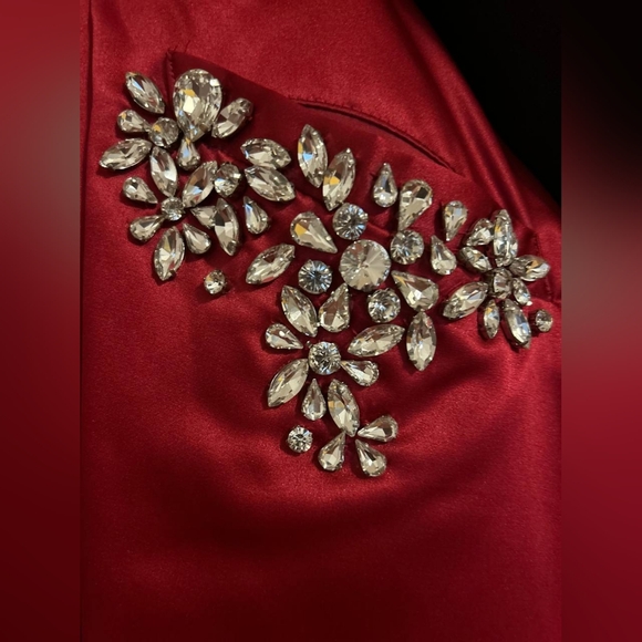 SHERRI HILL strapless satin short dress with jeweled pockets - Picture 8 of 11